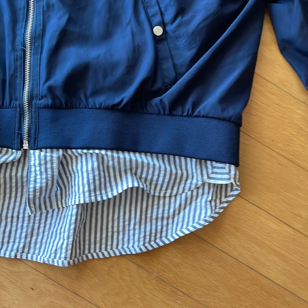 Zara Basic Windbreaker Blue Rain Jacket Size XL - Picture 7 of 10